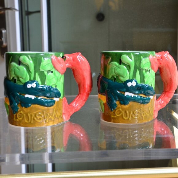 Set of Two Louisiana Lobster Mugs - Picture 1 of 14
